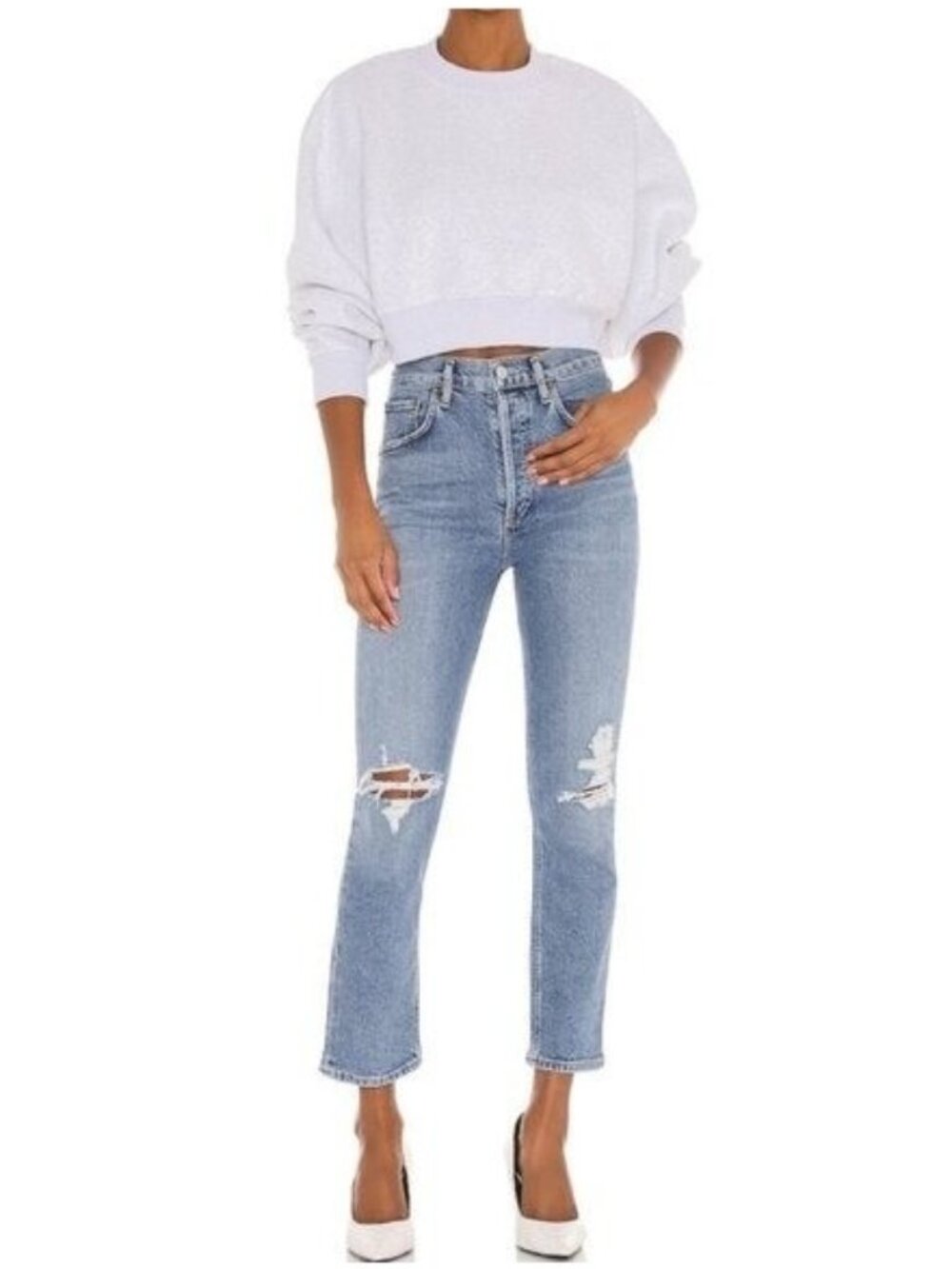🛍 AGOLDE Riley High Rise Straight Crop Jeans in Whiplash